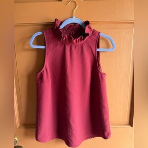 J. Crew Ruffle Neck Sleeveless Top - Deep Red